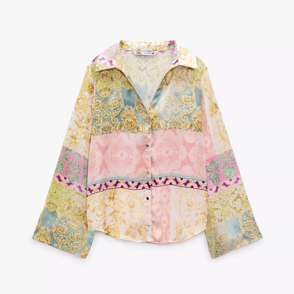 Zara Multicolor Patterned Button Down Shirt
